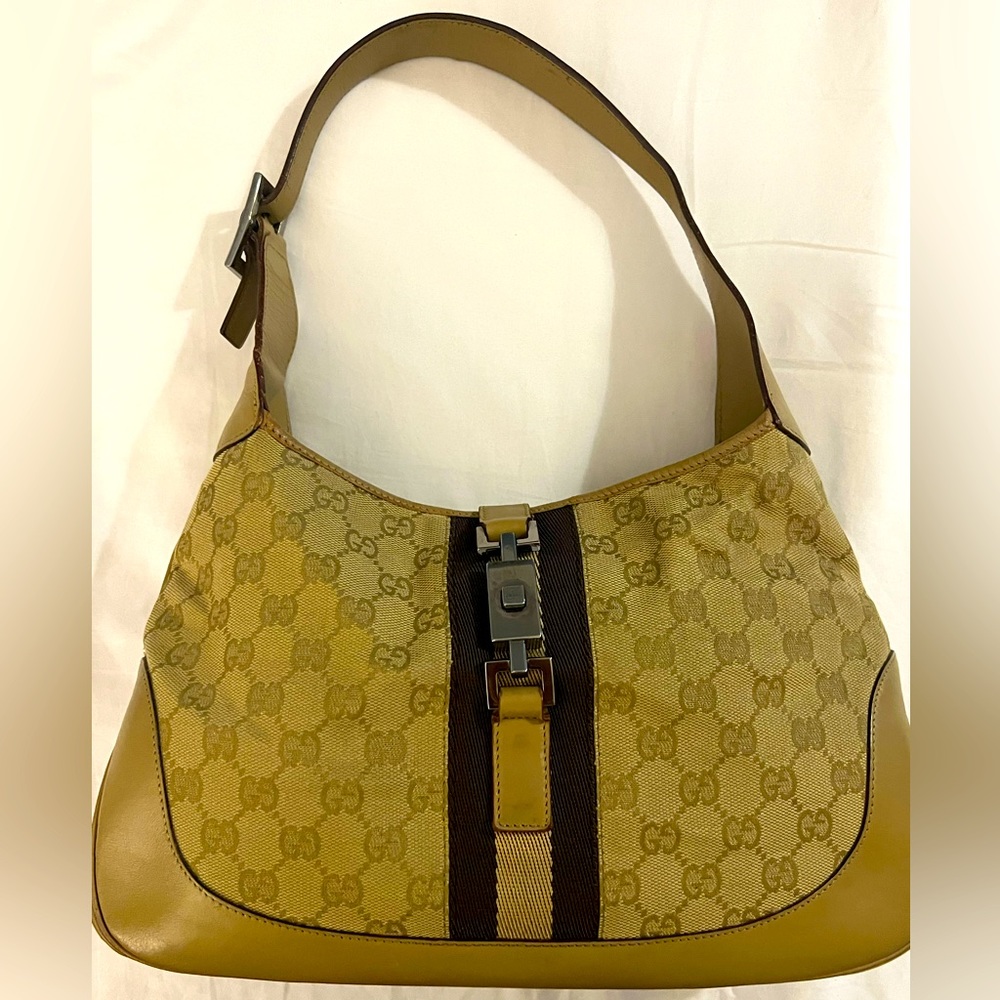 GUCCI canvas and leather Jackie O Hobo
